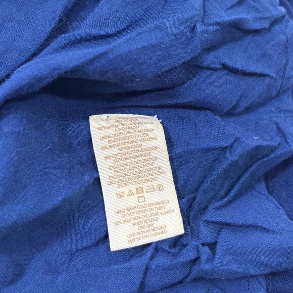 Free People Jasmine Embroidered Bell Sleeve Mini Dress Navy - Size 4 - Picture 5 of 7